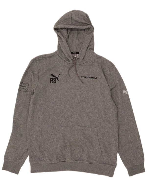 Pulover pentru bărbați Puma Graphic Hoodie Jumper mare, gri bumbac pete