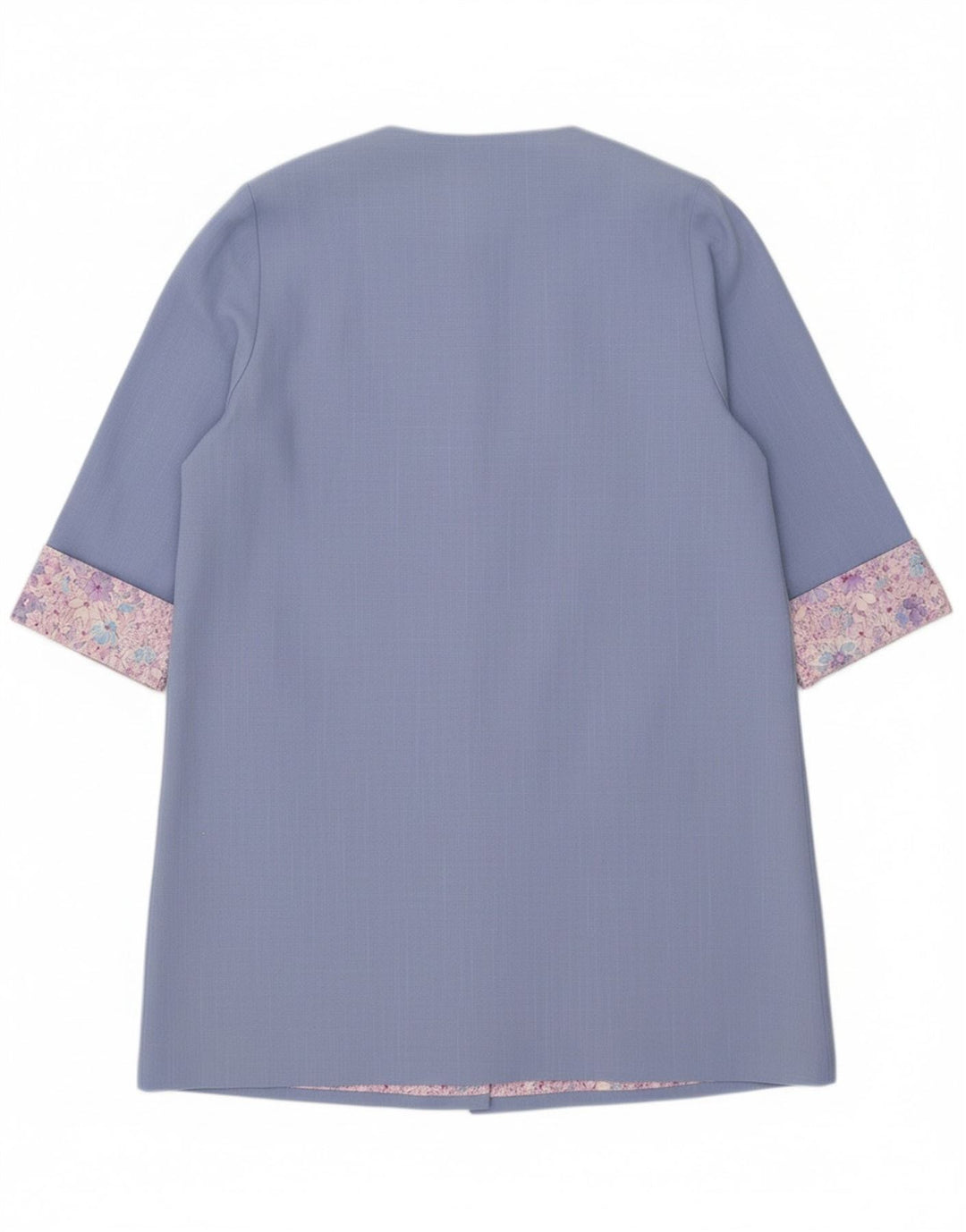 RICHARD STUMP Womens Open Overcoat UK 20 2XL Blue Floral Polyester