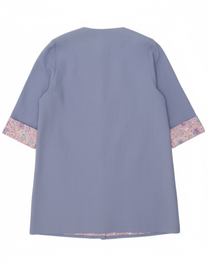 RICHARD STUMP Womens Open Overcoat UK 20 2XL Blue Floral Polyester