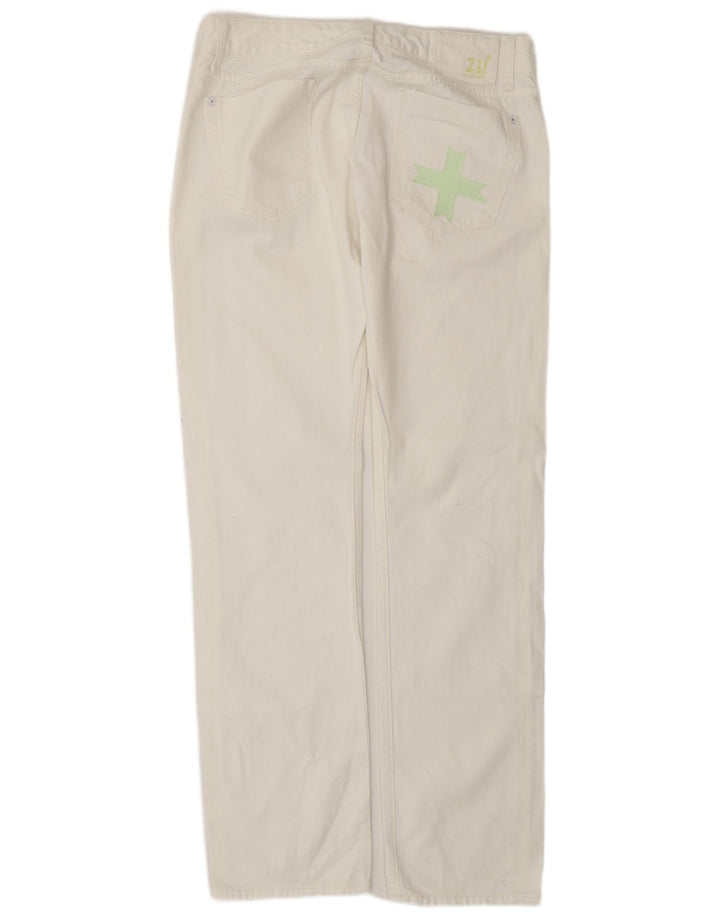 ZU ELEMENTS Blugi Drepți Distressed Femei L32 L34 Bumbac Alb