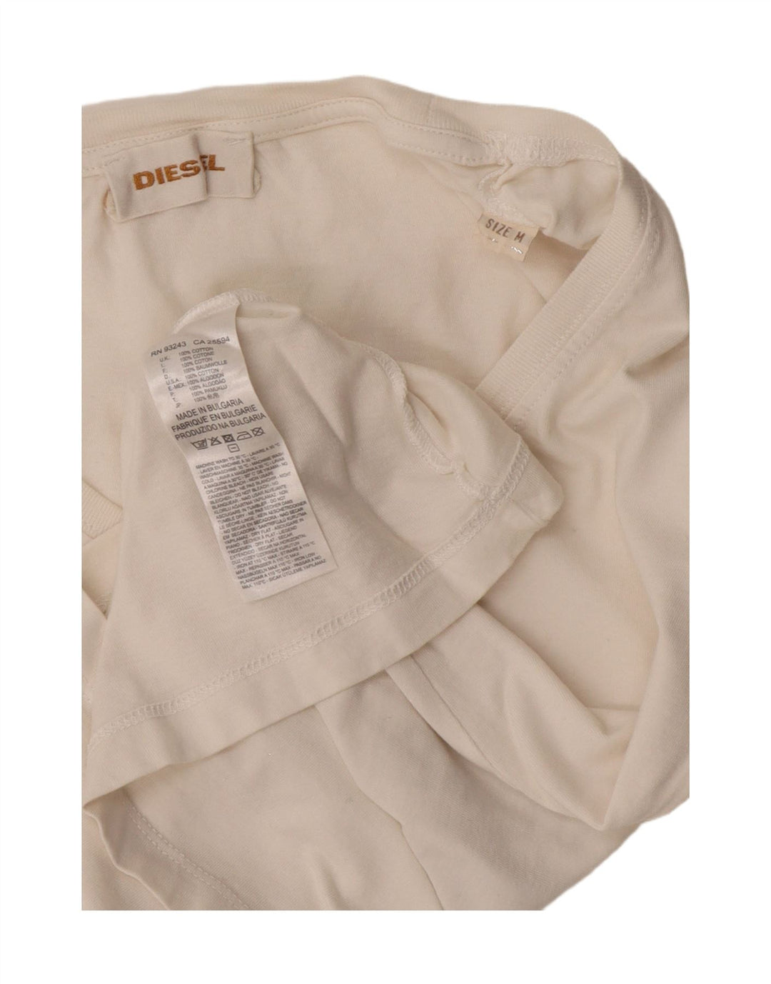 Tricou cu grafic crop Diesel pentru femei Top UK 12 Medium Off White Bumbac