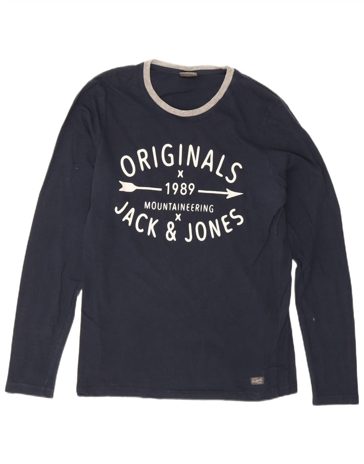 Jack & Jones Tricou cu mânecă lungă pentru bărbați, albastru bleumarin, bumbac