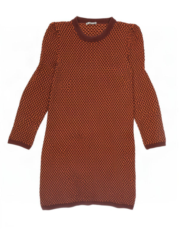 Rochie cu mânecă lungă Cos pentru femei UK 6 XS bumbac geometric maro