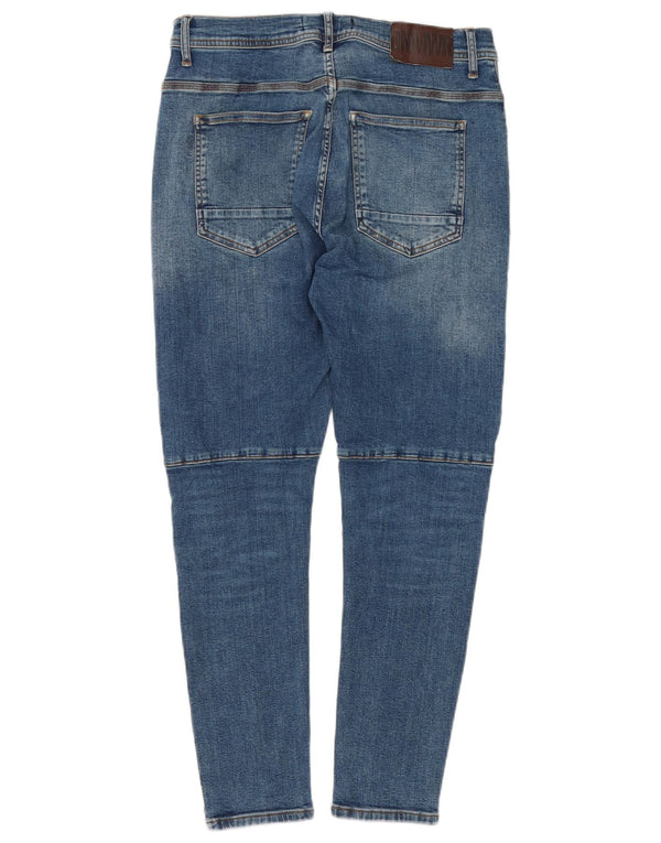 Blugi skinny pentru bărbați Zara EU 44 Large W34 L27 Blue Patchwork Bumbac