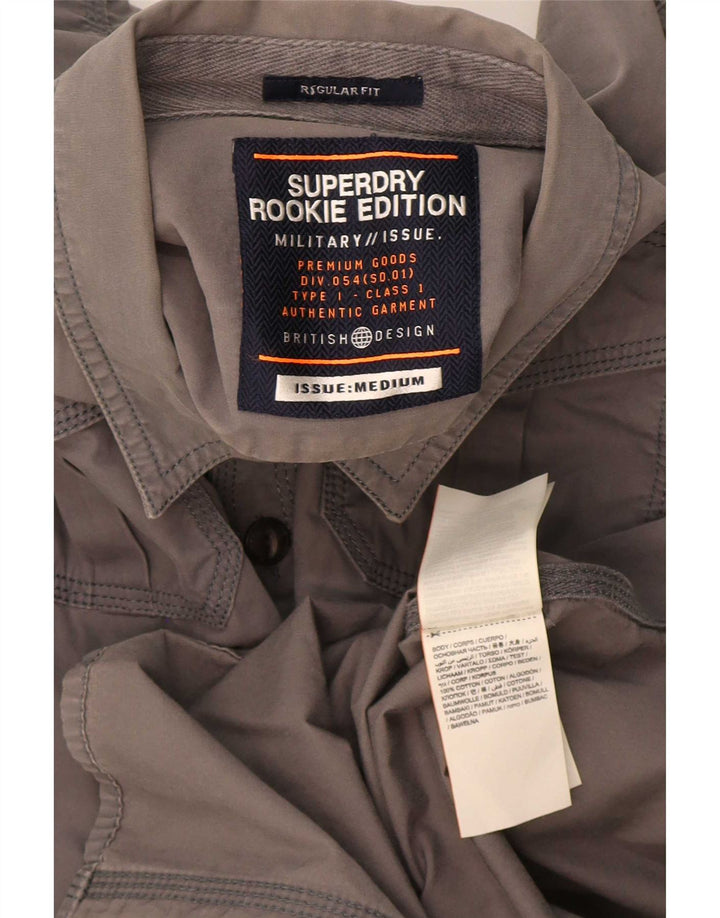 Cămașă Superdry pentru bărbați, bumbac, gri mediu