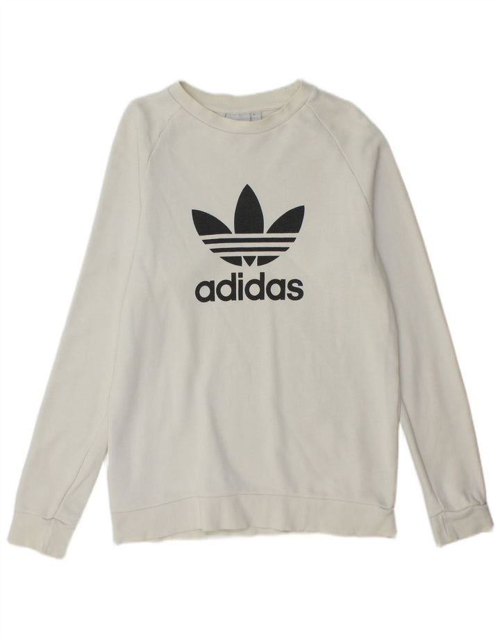 Hanorac grafic pentru bărbați ADIDAS Pulover mic, alb, bumbac