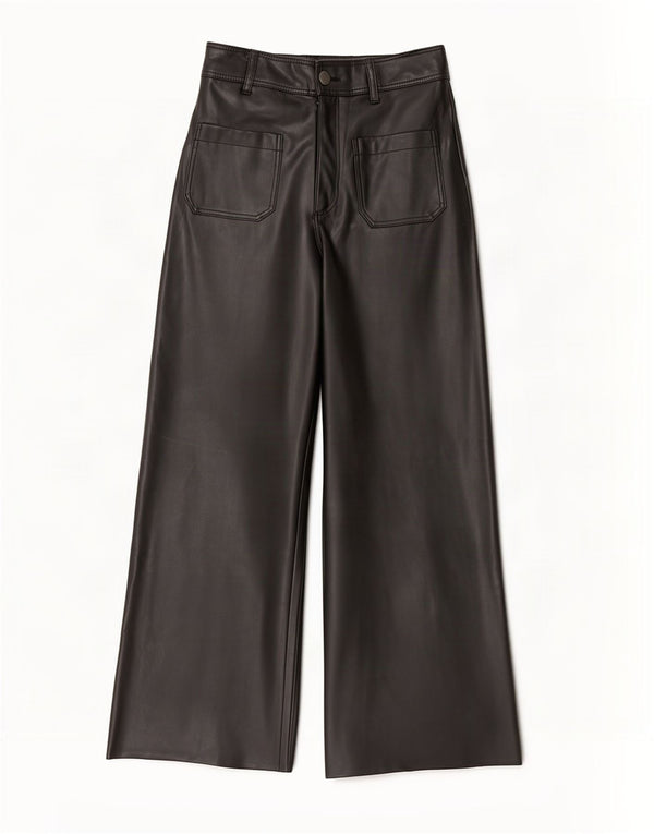 Pantaloni din piele artificială cu talie înaltă Zara EU 36 XS L26 L27 Negru