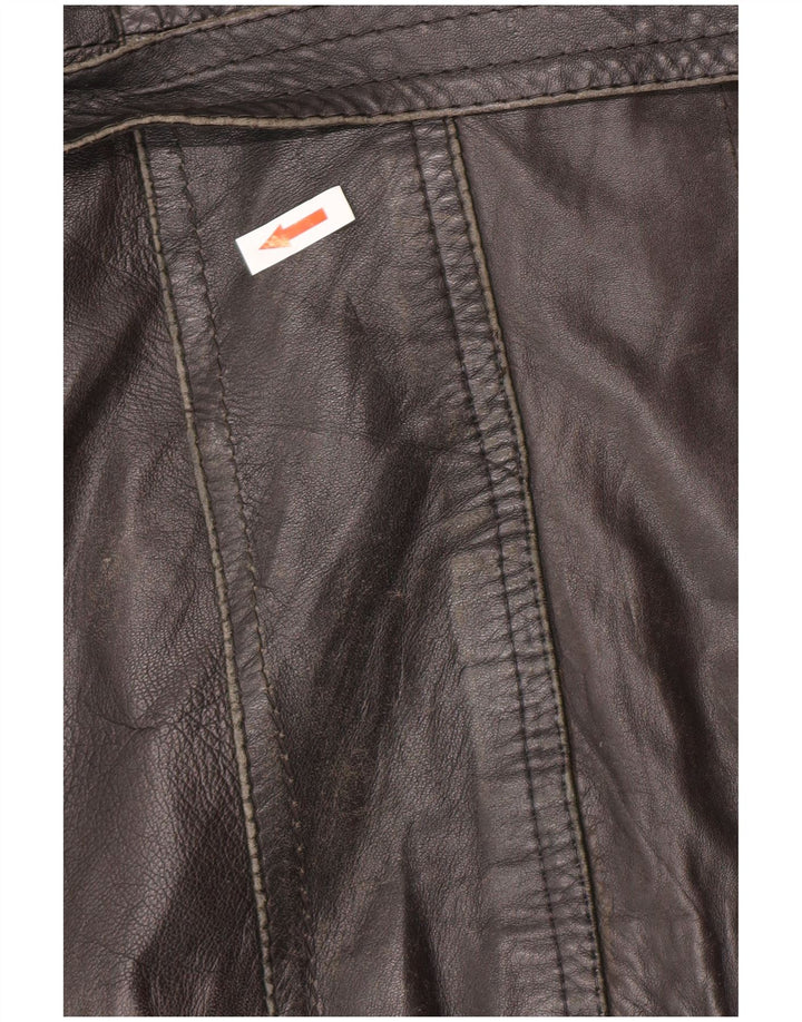 Jachetă din piele pentru bărbați de epocă dublu piept UK 34 XS negru retro