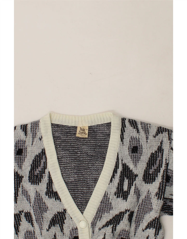 VINTAGE Womens Cardigan Sweater UK 14 Large Grey Geometric Vintage Vintage and Second-Hand Vintage from Messina Hembry 