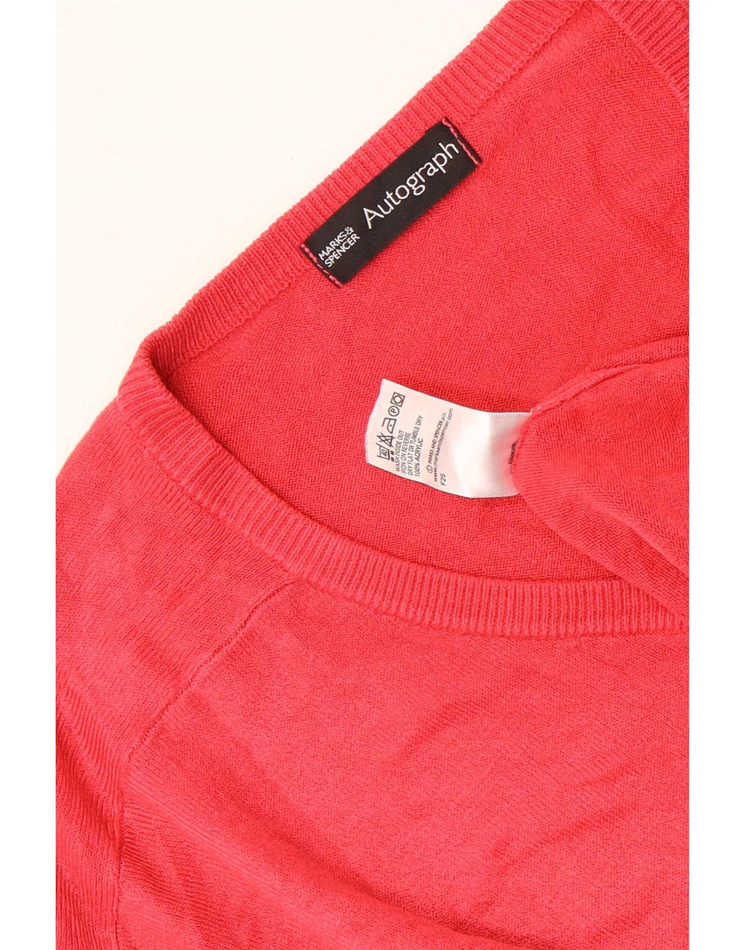 Pulover cu decolteu în V cu autograf pentru bărbați Marks & Spencer, XL, roșu acrilic
