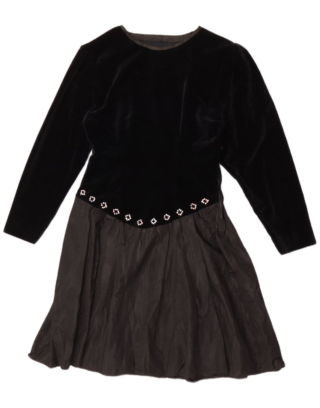 Rochie A-Line cu mânecă lungă pentru femei vintage UK 14 Medium Black