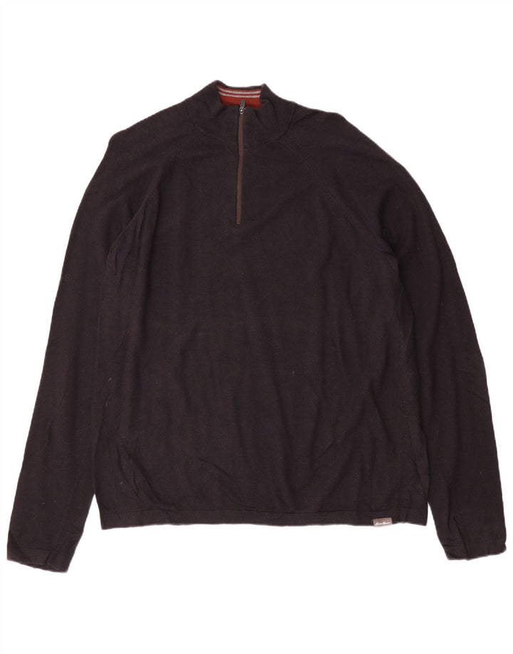 Pulover pentru bărbați Eddie Bauer, cu fermoar, cu gât, raion mare, negru