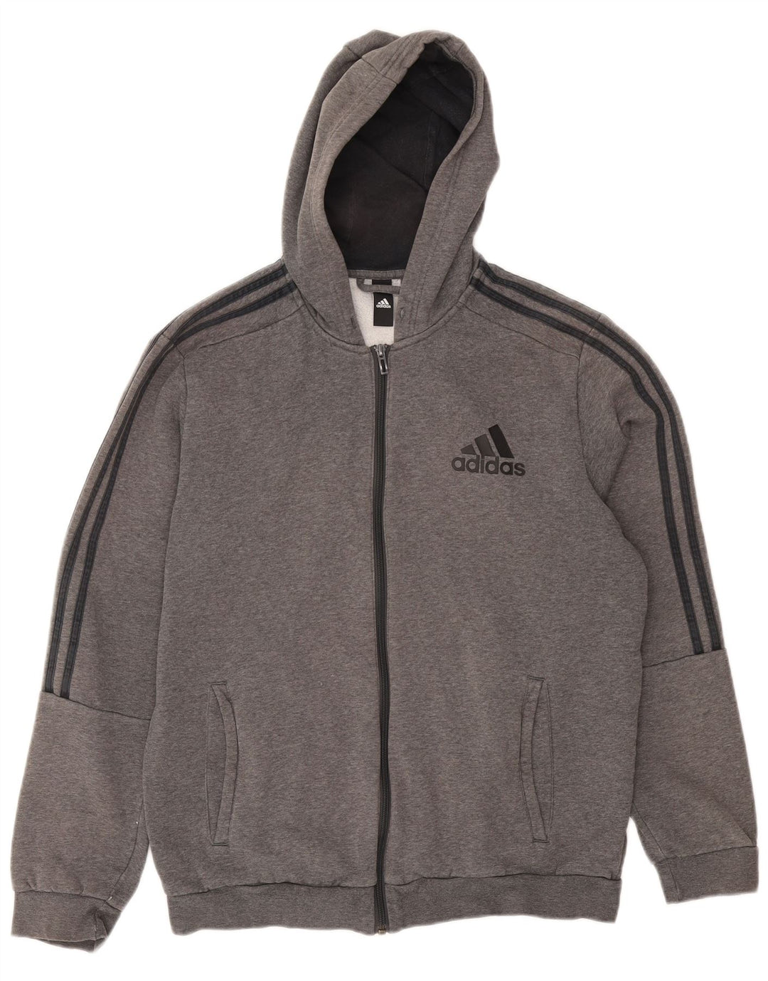 Pulover Adidas pentru bărbați, cu fermoar, bumbac mare, gri