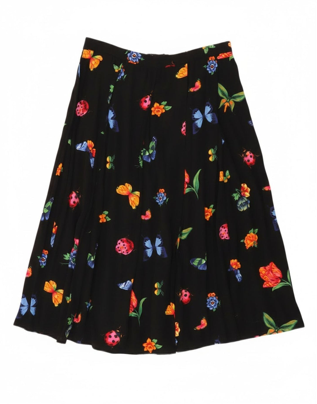 Fusta A-Line pentru femei Vintage W30 Medium Black Floral