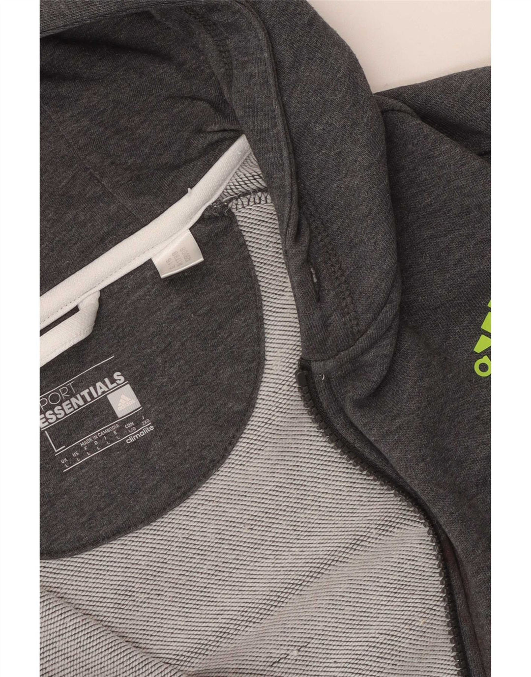 Adidas Pulover cu capota cu fermoar pentru bărbați, mare, gri