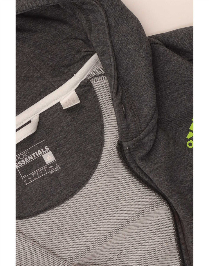 Adidas Pulover cu capota cu fermoar pentru bărbați, mare, gri