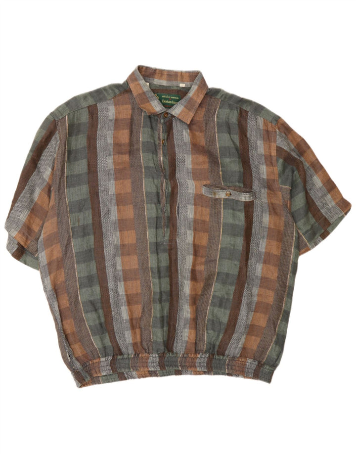 Cămașă vintage pentru bărbați cu mânecă scurtă, XL, în carouri multicolore