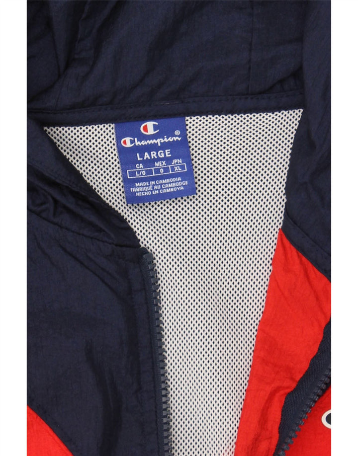 CHAMPION Womens Hooded Rain Jacket UK 16 Large White Colourblock Polyester Vintage Champion and Second-Hand Champion from Messina Hembry 