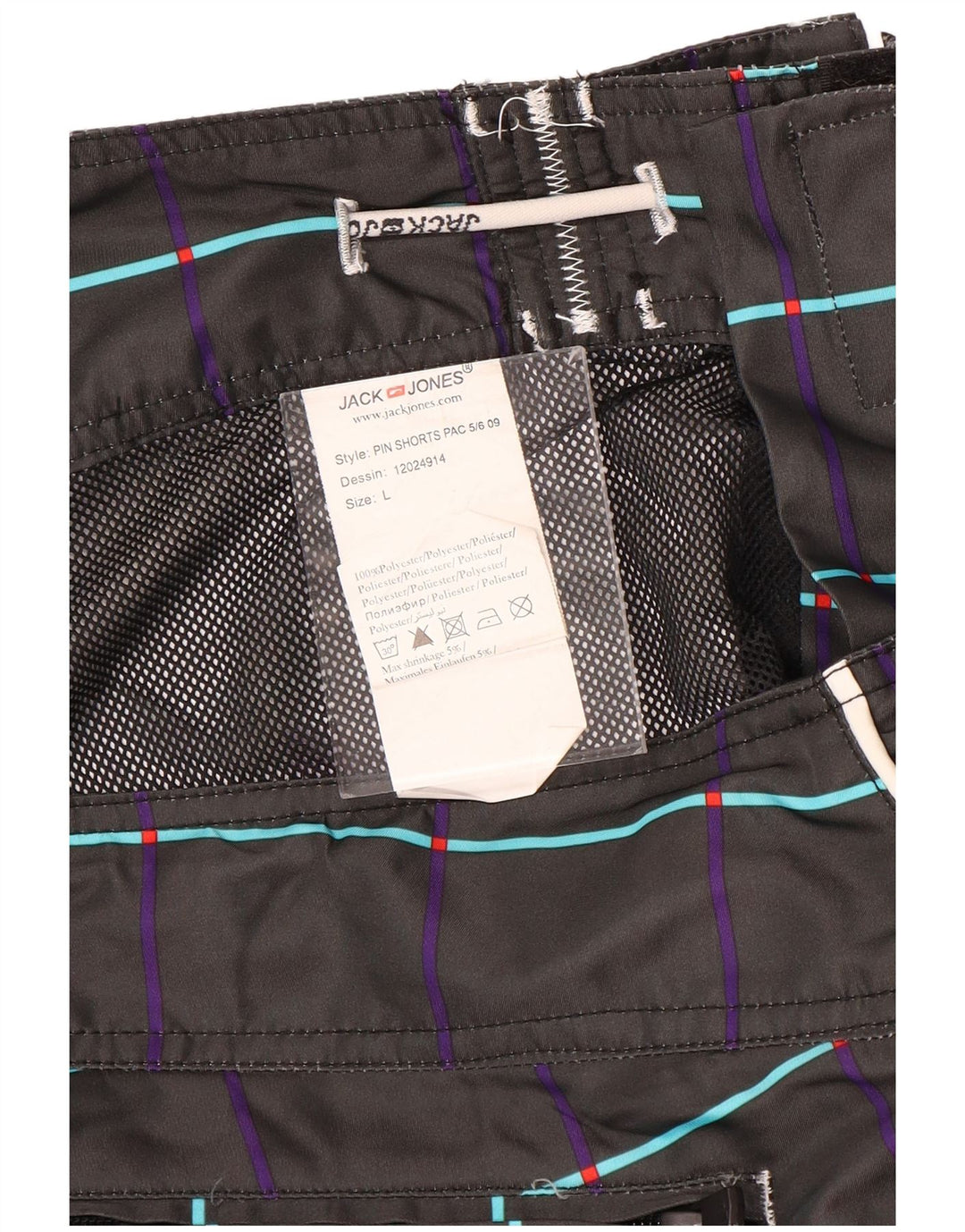 Pantaloni scurți de înot cu grafică Jack & Jones pentru bărbați, mari, negru, cu flori din poliester