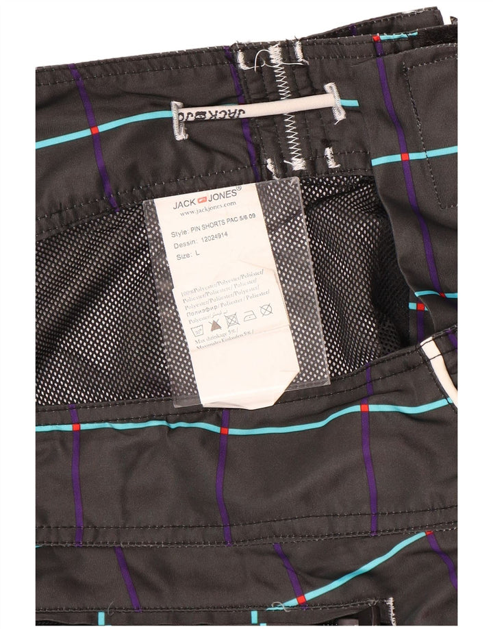 Pantaloni scurți de înot cu grafică Jack & Jones pentru bărbați, mari, negru, cu flori din poliester