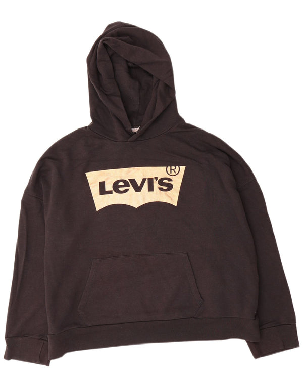 Pulover cu glugă supradimensionat cu grafic Levi's pentru femei UK 16, mare, negru, bumbac