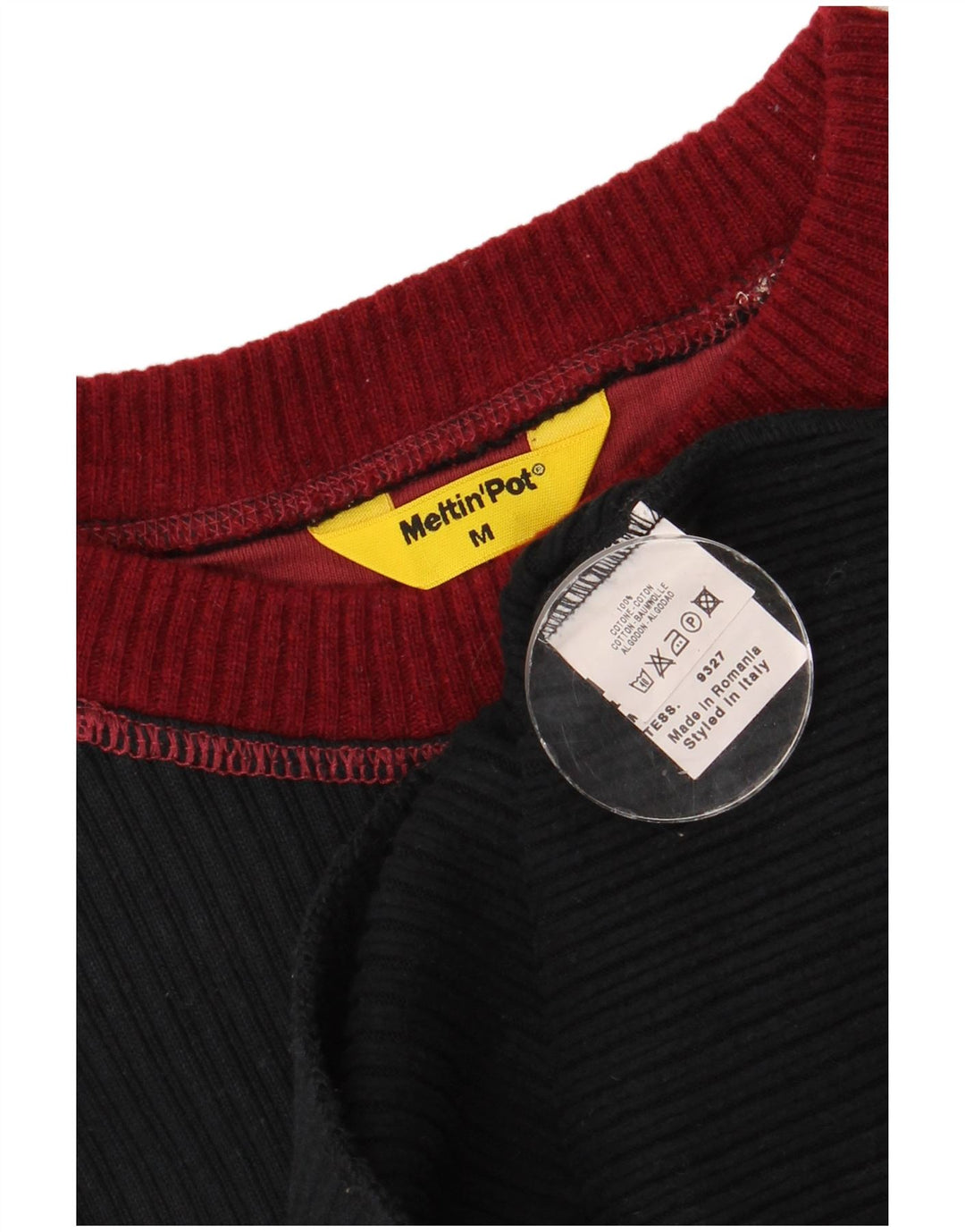 Meltin' Pot Top pentru bărbați cu mânecă lungă, mediu negru, bumbac color bloc