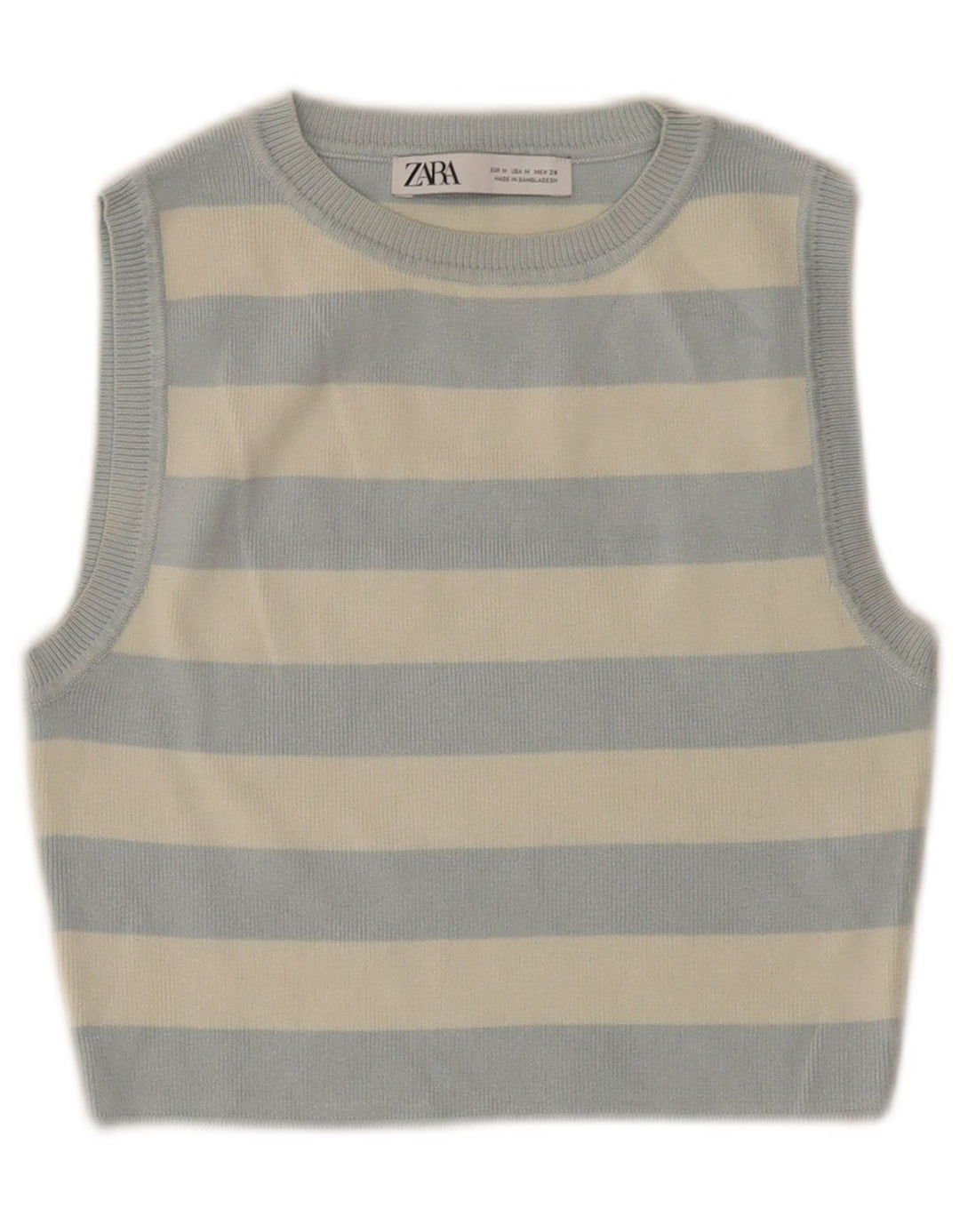 Vâscoză cu dungi ZARA pentru femei Crop Vest UK 12 Medium Blue