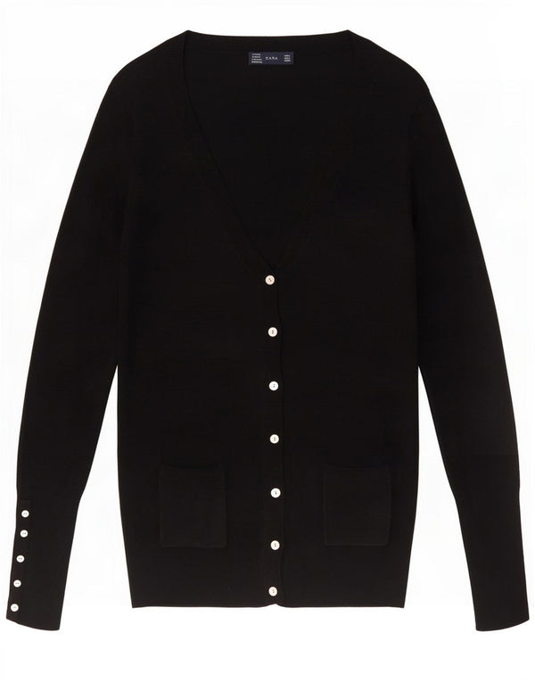 Pulover cardigan pentru femei Zara UK 16, mare, negru, raion