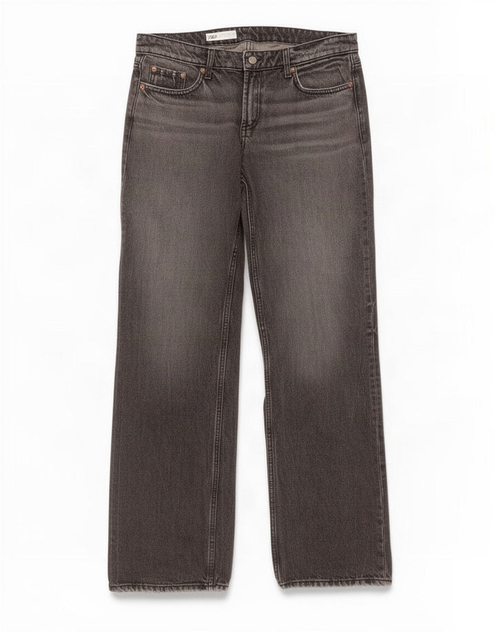 Blugi drepți pentru femei Zara EU 42 Large W32 L35 Bumbac gri