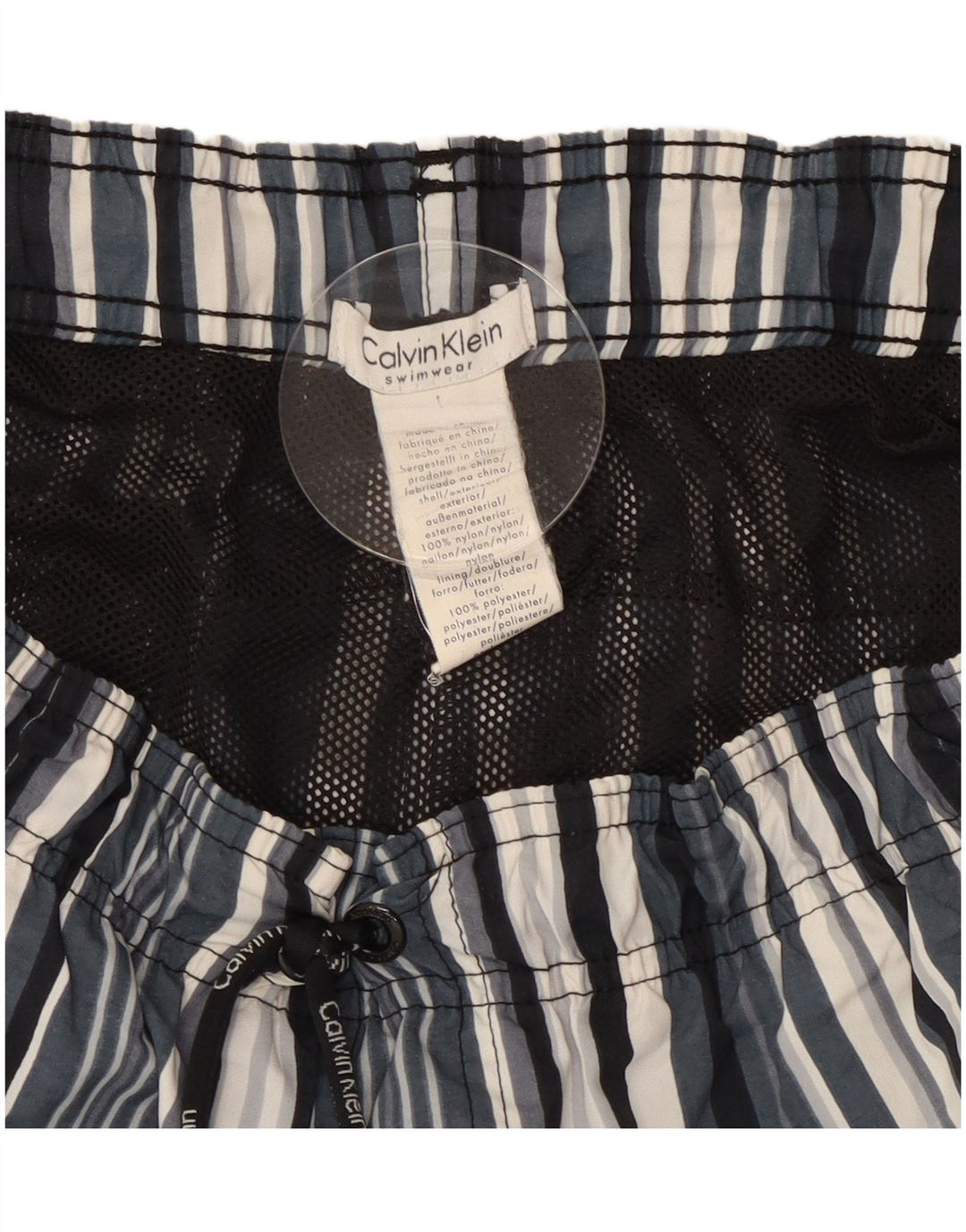 Pantaloni scurți de înot Calvin Klein pentru bărbați, poliester cu dungi mari, albastre