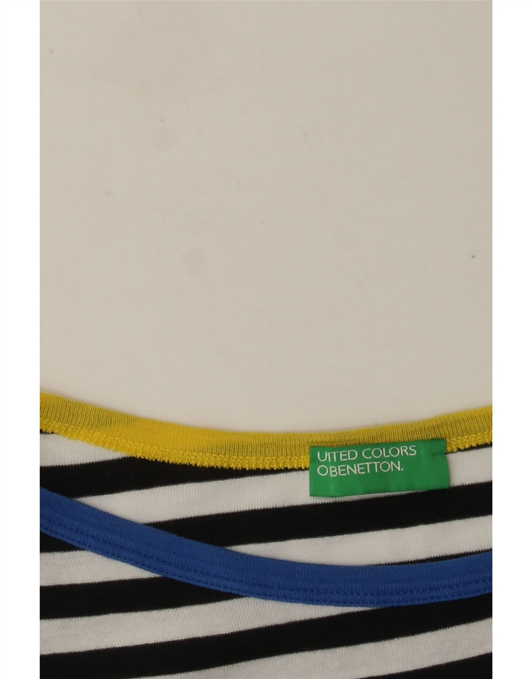 Top pentru femei Benetton cu mâneci 3/4 UK 8 mici, bleumarin, cu dungi