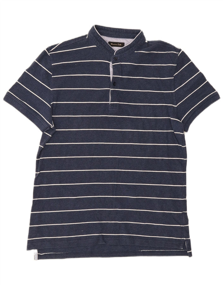 Cămașă polo Massimo Dutti pentru bărbați din bumbac cu dungi, albastru bleumarin