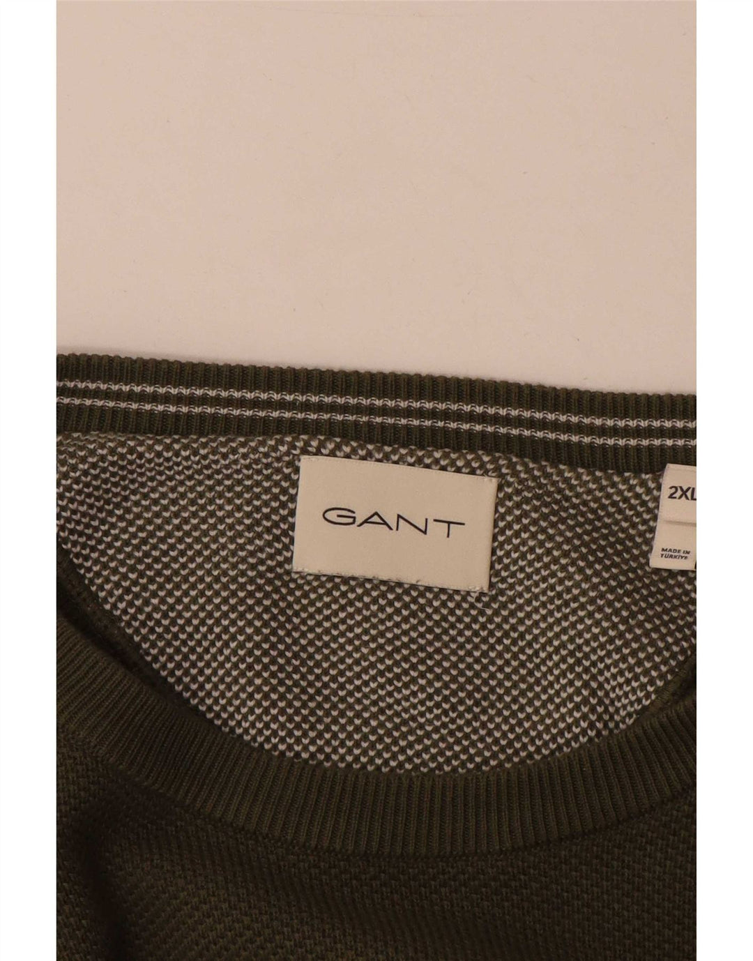 Pulover Gant pentru bărbați, cu gât crew, bumbac kaki 2XL