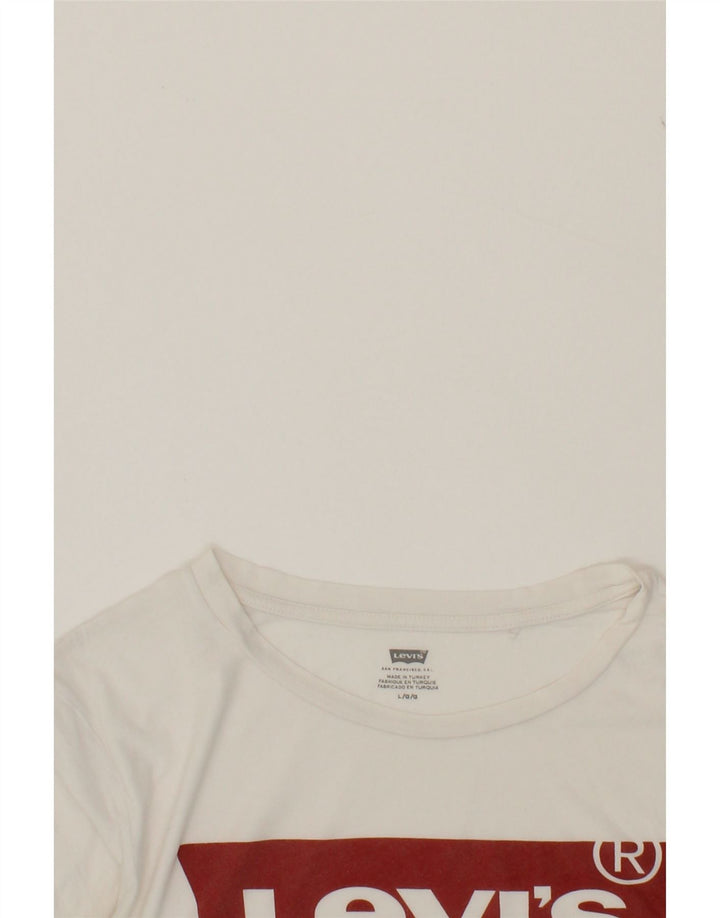 LEVI'S Womens Graphic T-Shirt Top UK 16 Large White Vintage Levi's and Second-Hand Levi's from Messina Hembry 