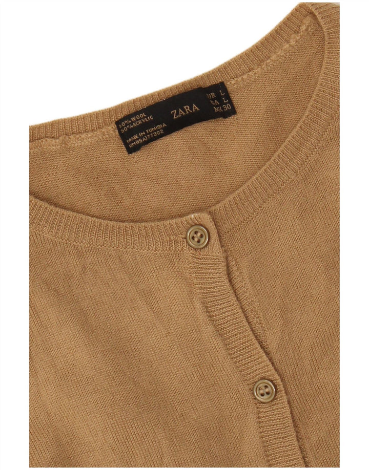 Pulover cardigan pentru femei Zara UK 14 Lână mare bej