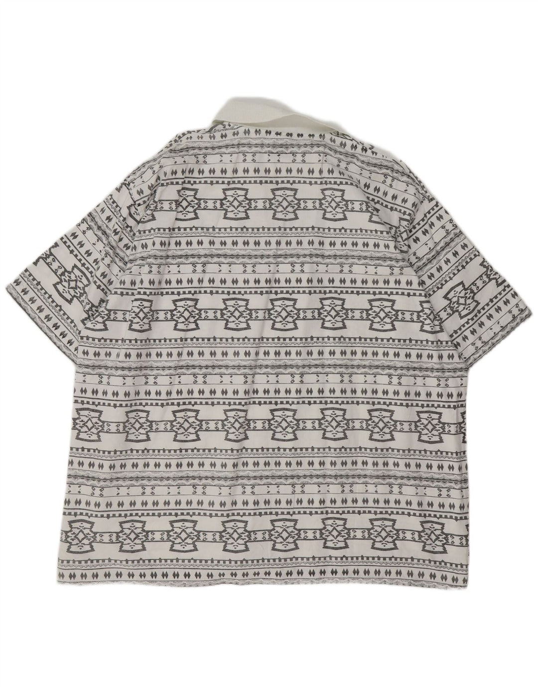 JOHN F GEE Cămașă cu mânecă scurtă pentru bărbați, bumbac geometric alb 2XL