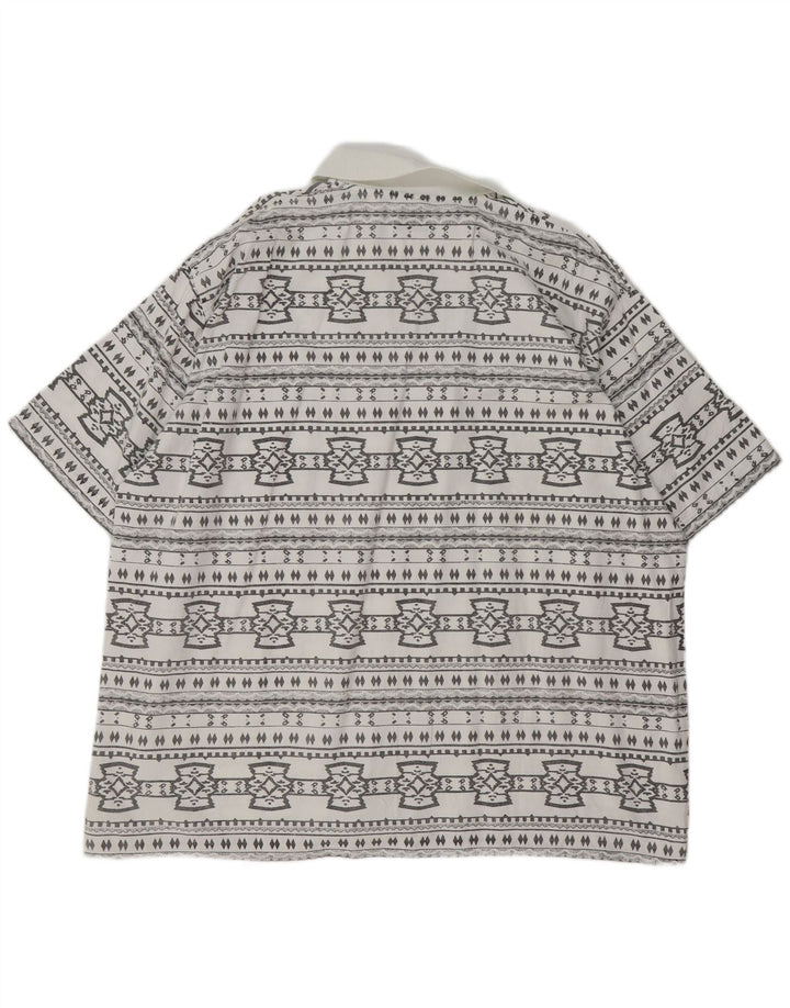 JOHN F GEE Cămașă cu mânecă scurtă pentru bărbați, bumbac geometric alb 2XL