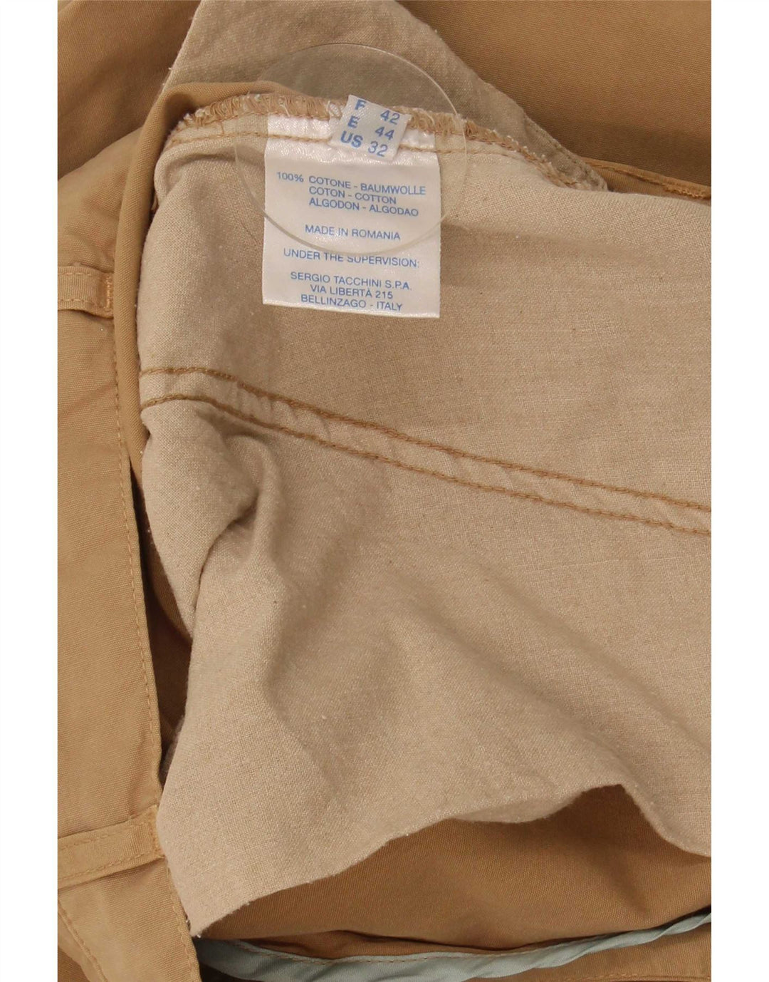 Sergio Tacchini Pantaloni Chino Drepți Bărbați IT 48 Medium L32 L29 Bej