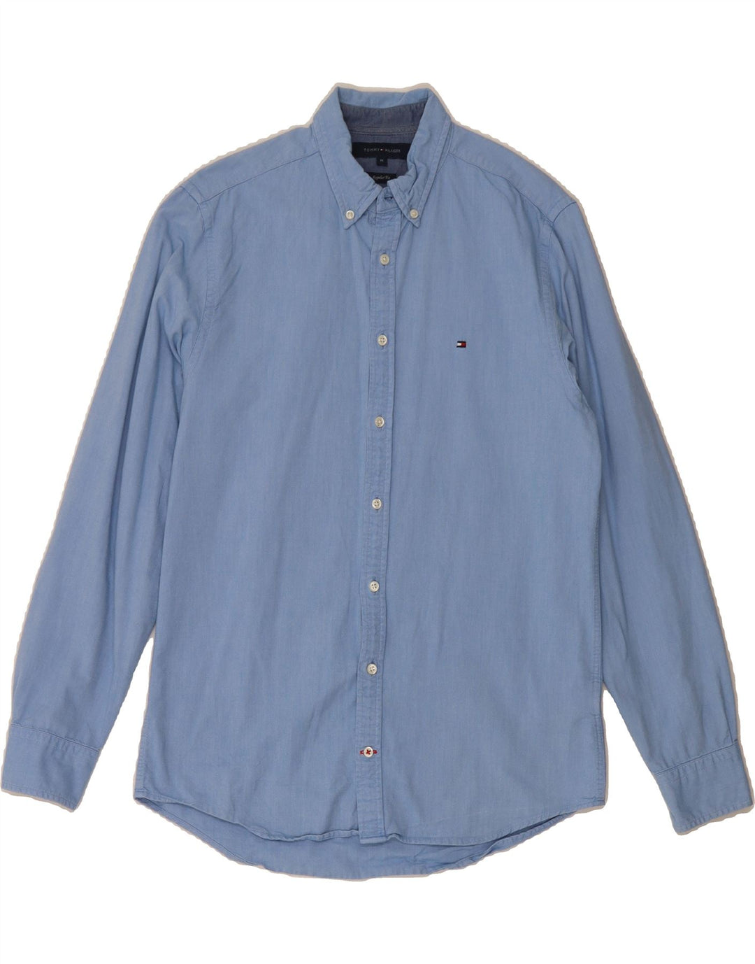 TOMMY HILFIGER Mens Regular Fit Shirt Medium Blue Cotton Vintage Tommy Hilfiger and Second-Hand Tommy Hilfiger from Messina Hembry 