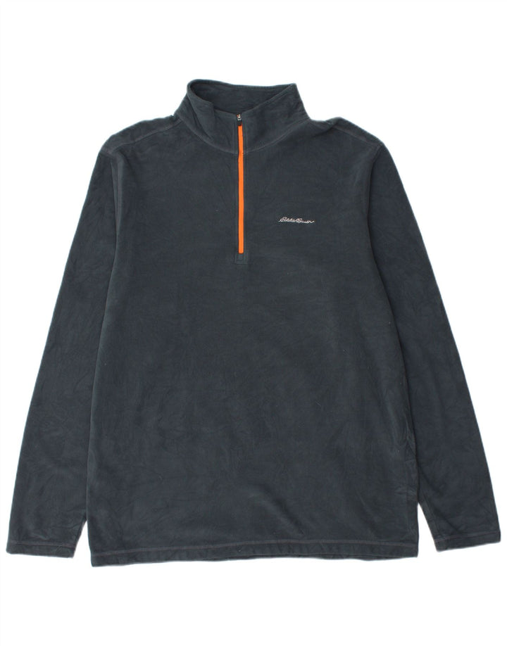Pulover pentru bărbați Eddie Bauer, cu fermoar și gât, din lână, mare, albastru, poliester