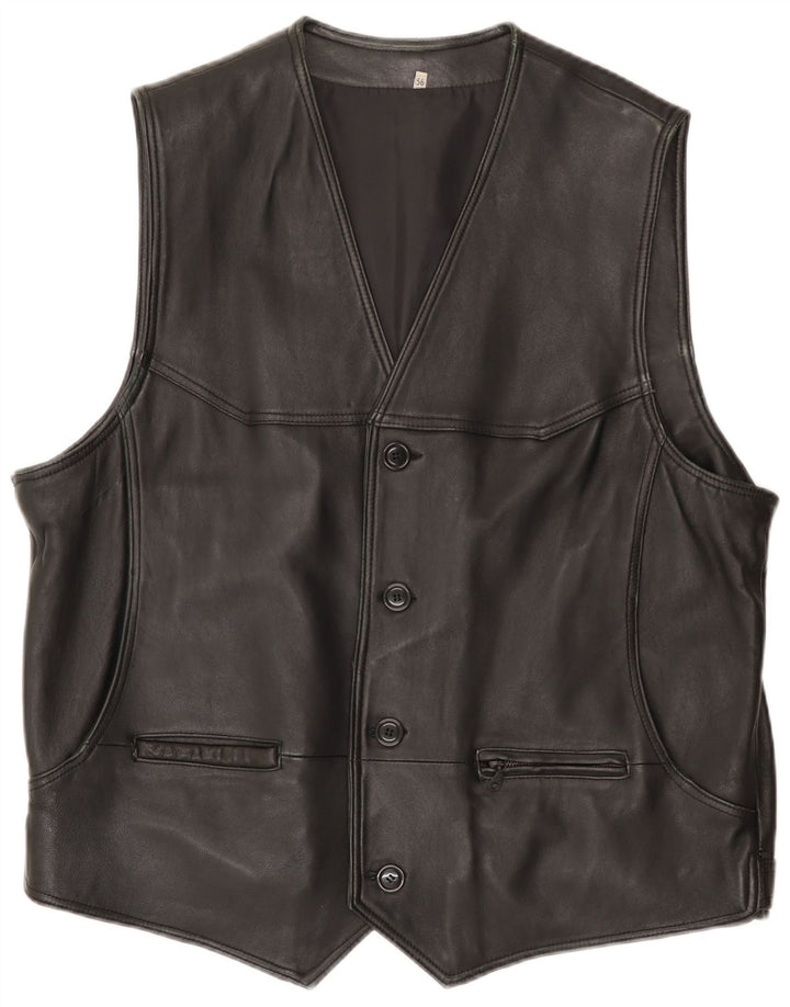 Vestă din piele vintage pentru bărbați IT 56 3XL neagră