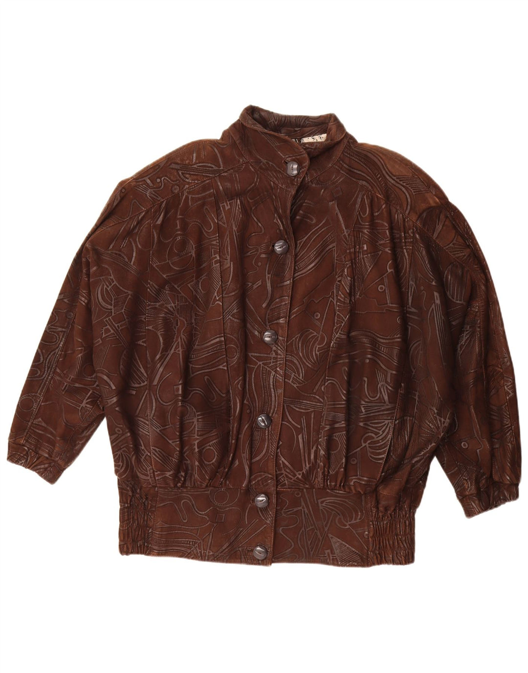 Jachetă supradimensionată pentru femei vintage cu model abstract EU 38 maro mediu