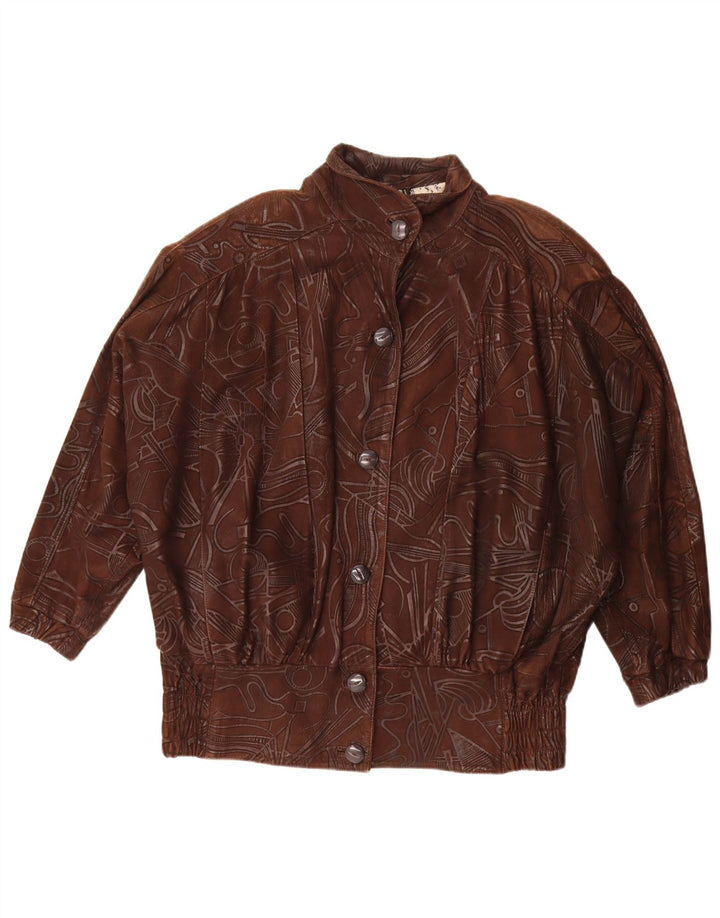 Jachetă supradimensionată pentru femei vintage cu model abstract EU 38 maro mediu
