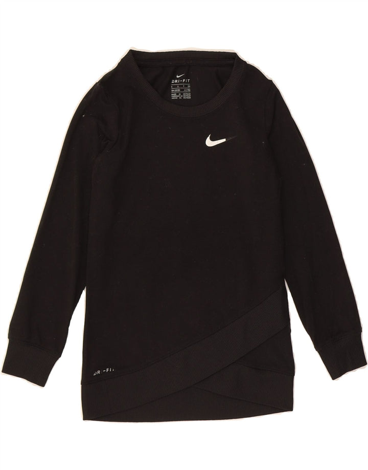 NIKE Girls Dri Fit Sweatshirt Jumper 4-5 Years Small  Black Vintage Nike and Second-Hand Nike from Messina Hembry 