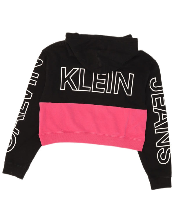 Calvin Klein Jeans Pulover oversized Crop Hoodie pentru femei UK 10 Small Black