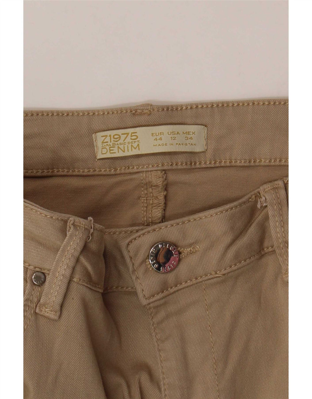 Blugi slim pentru femei Zara EU 44 XL W34 L30 Bej