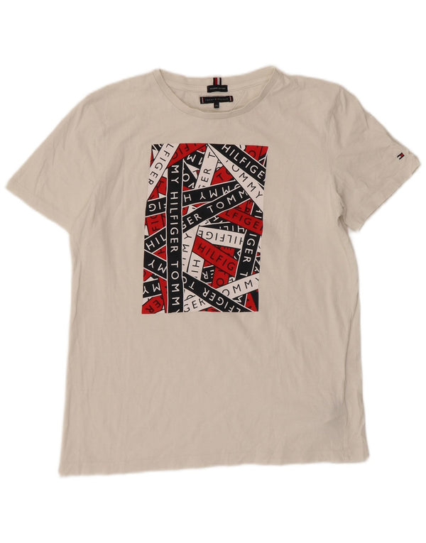 Tricou grafic Tommy Hilfiger pentru baieti Top 15-16 ani bumbac alb