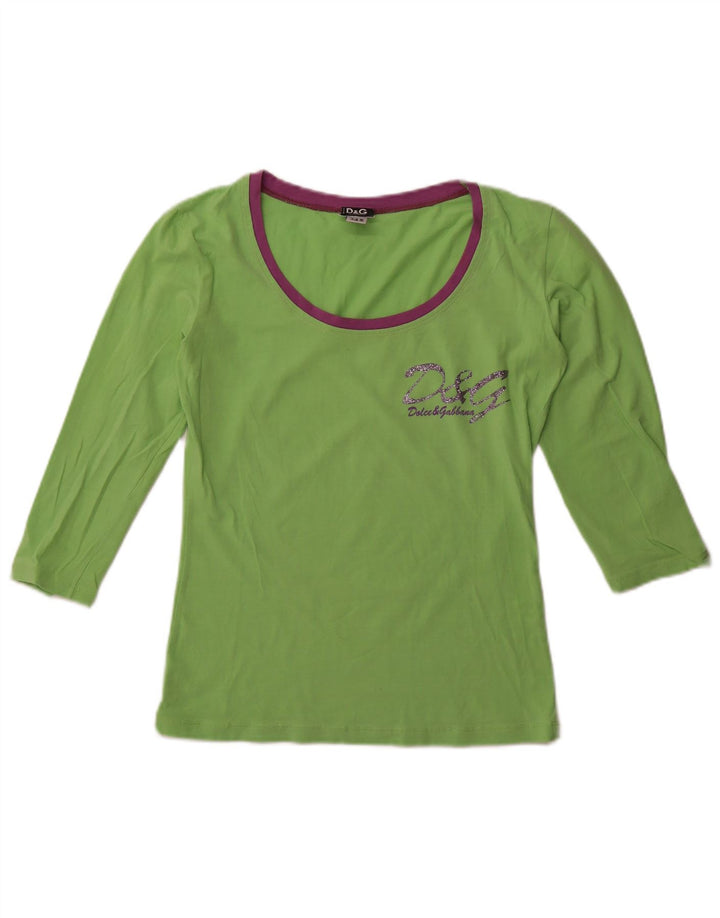 Dolce & Gabbana Top grafic pentru femei cu mâneci 3/4 UK 12 verde mediu