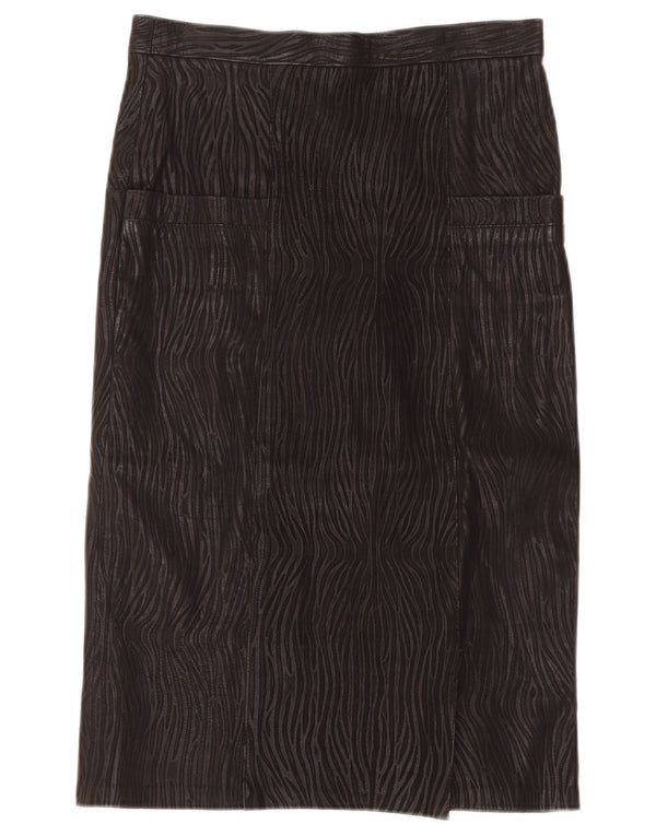 Fusta din piele vintage pentru femei IT 46 Large W30 Black Animal Print