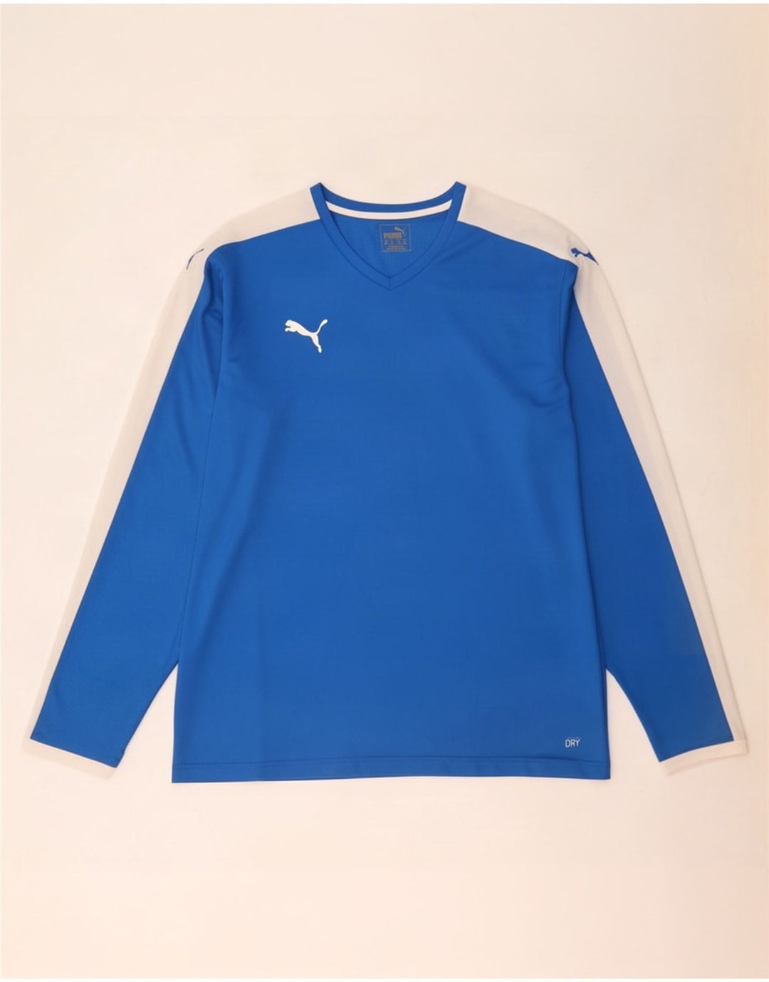 Top pentru bărbați Puma cu mânecă lungă 2XL, albastru, poliester color bloc